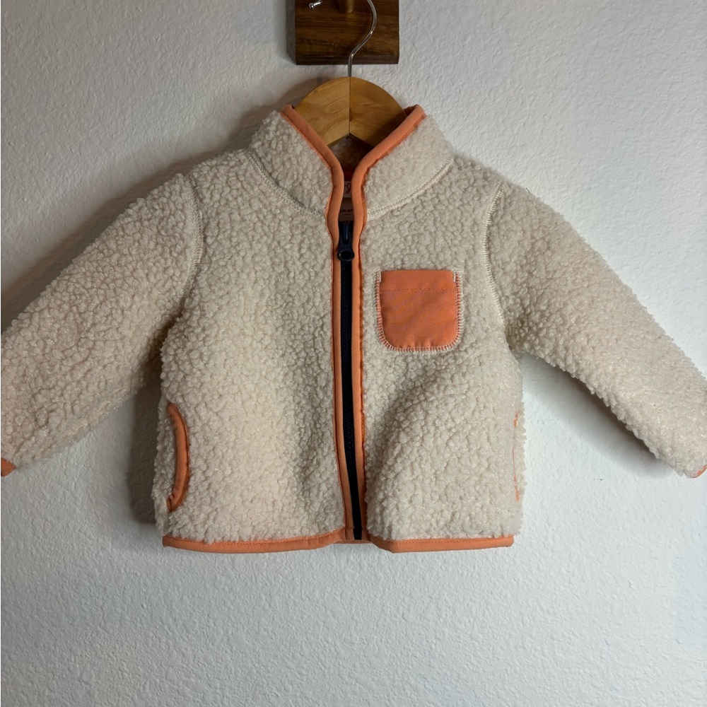 Cat & Jack Cream and Orange Kids Puffer Jacket
